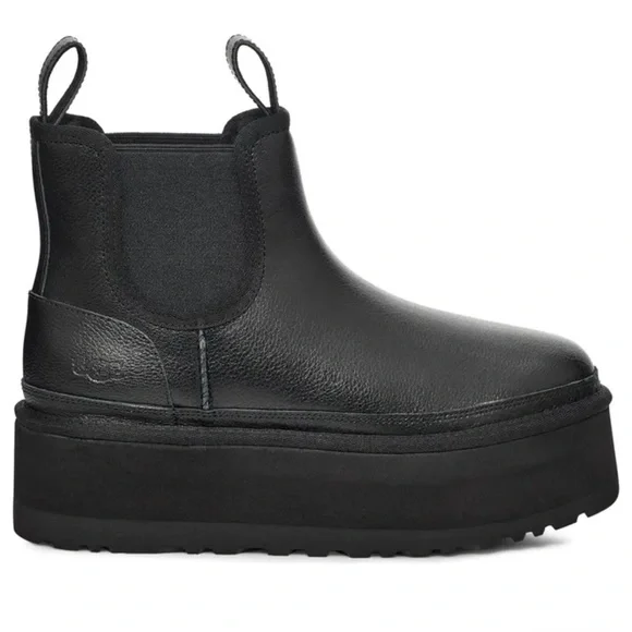📌SOLD📌 UGG NEUMEL BLACK LEATHER PLATFORM CHELSEA BOOT🆕 - Picture 4 of 8